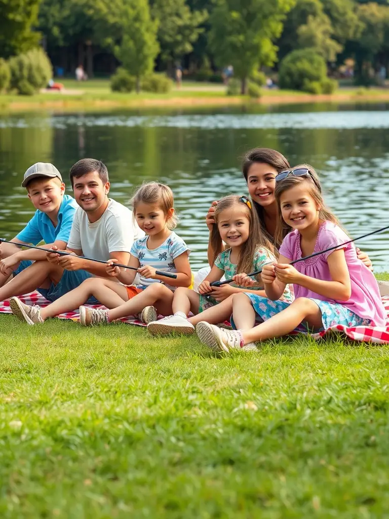 An image showcasing a community event where families are participating in a fishing activity, emphasizing the club's commitment to providing accessible outdoor recreation for all ages.