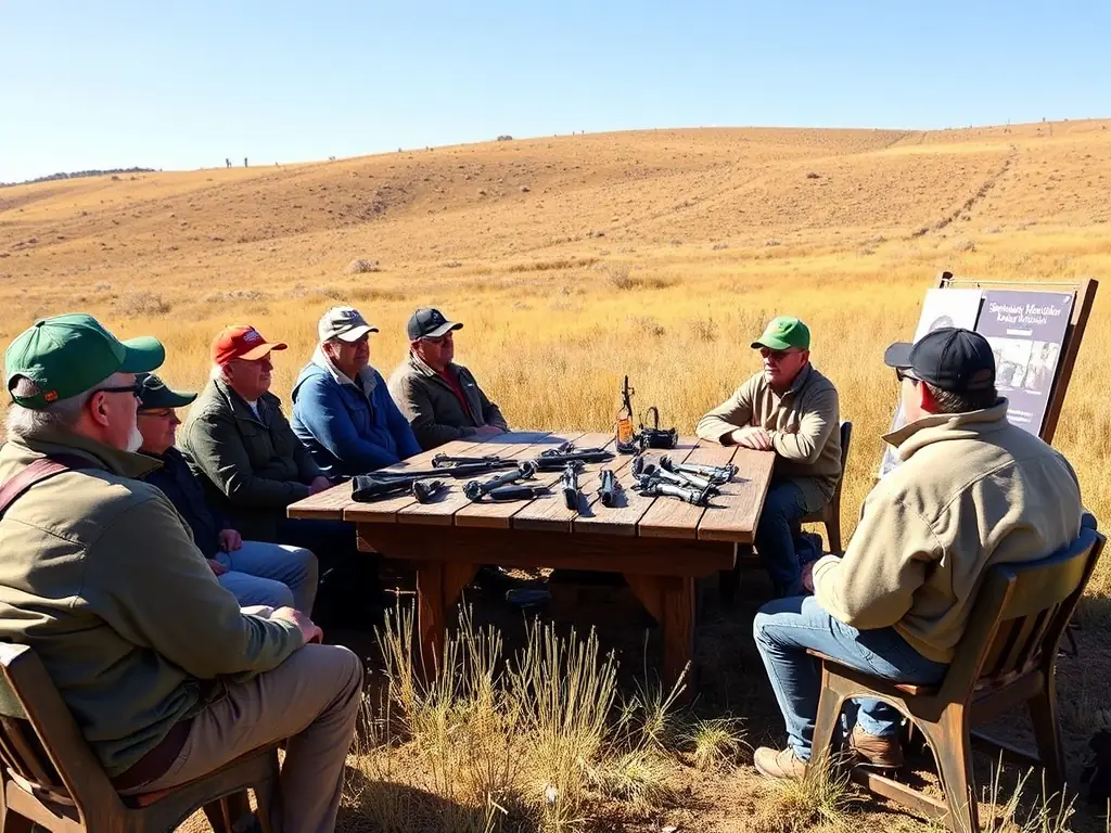 A group of diverse members of COUVACHE CARPE CLUB are gathered around a table at an outdoor event, smiling and sharing stories, with fishing rods and carp-related equipment visible in the background, illustrating the club's community spirit.